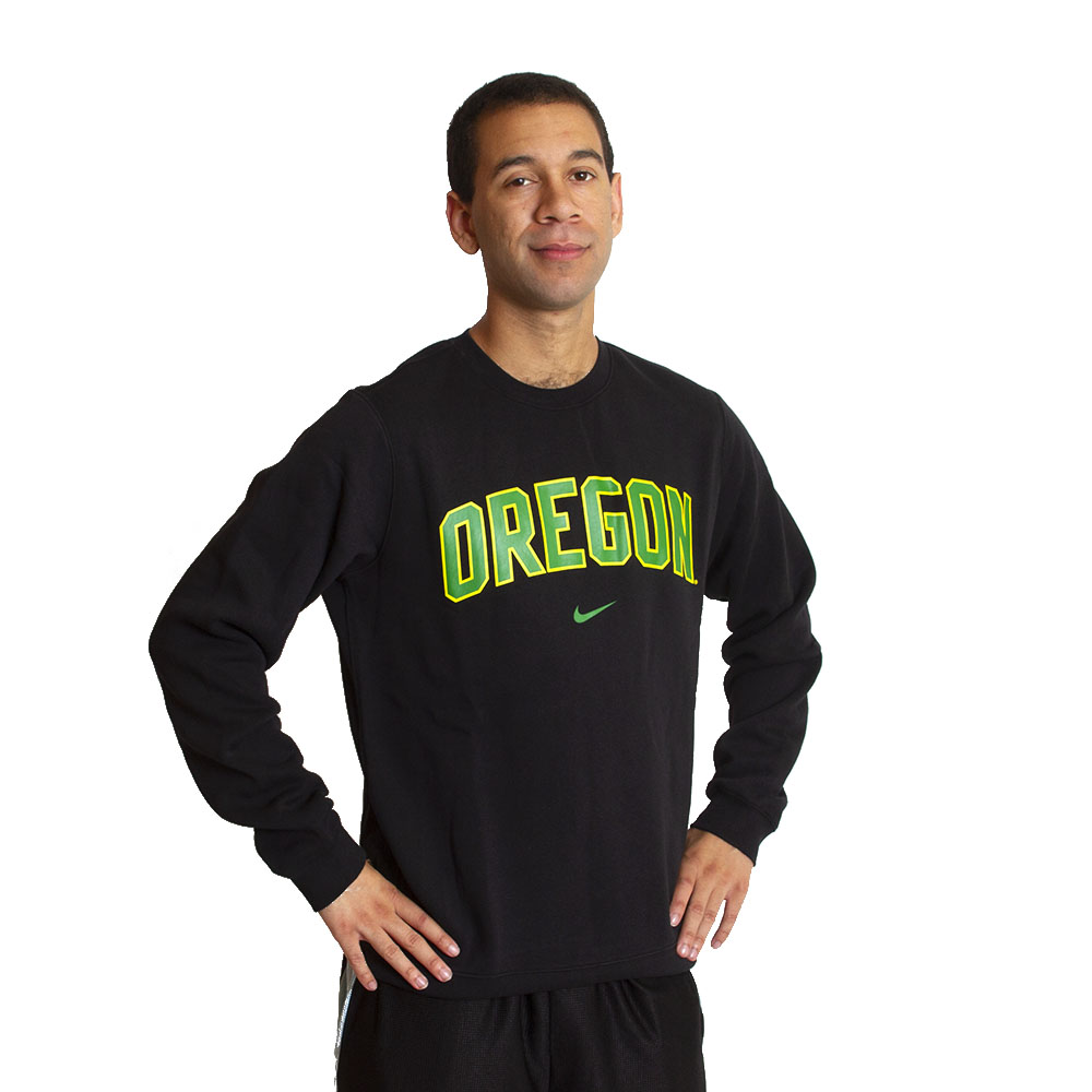Arched Oregon, Nike, Black, Pullover, Unisex, Fleece, Crew, Sweatshirt